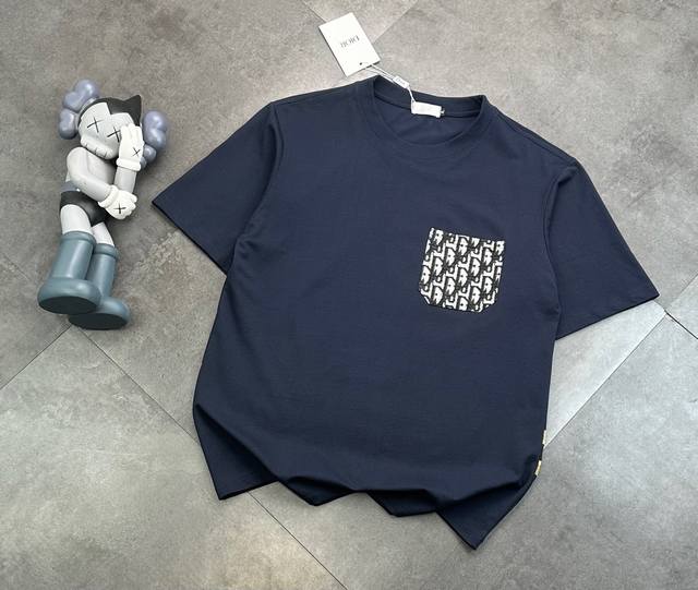 Fashion brand Dior splicing craft couple short-sleeved T-shirt! : G double yarn