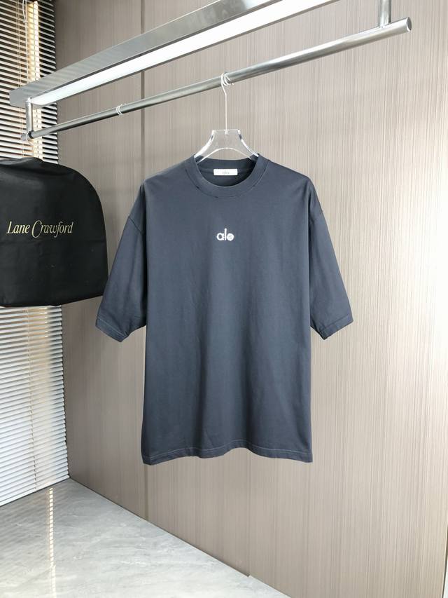 Alo*2025 Spring and Summer new tape letter print short sleeve imported fabric. E