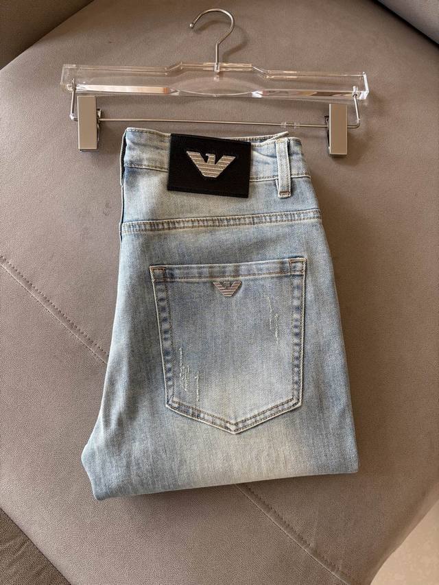 A pair of super stylish jeans from Armani, custom-made original washed denim fab