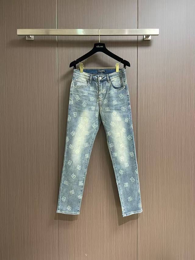Dg A pair of jeans with a very stylish look, custom-made original washed denim f