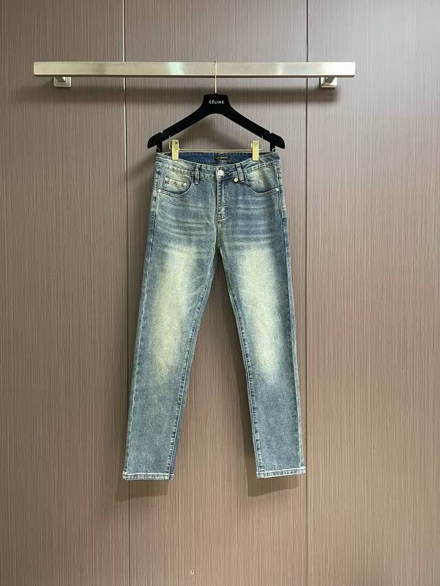 A pair of super stylish jeans from Versace, custom-made original washed denim fa