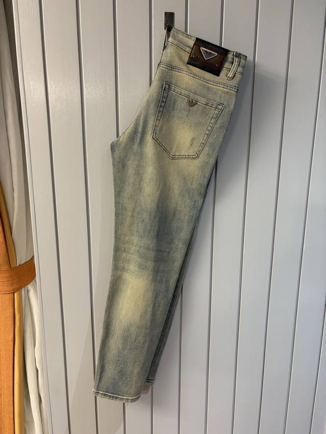 A pair of super stylish jeans from Armani, custom-made original washed denim fab