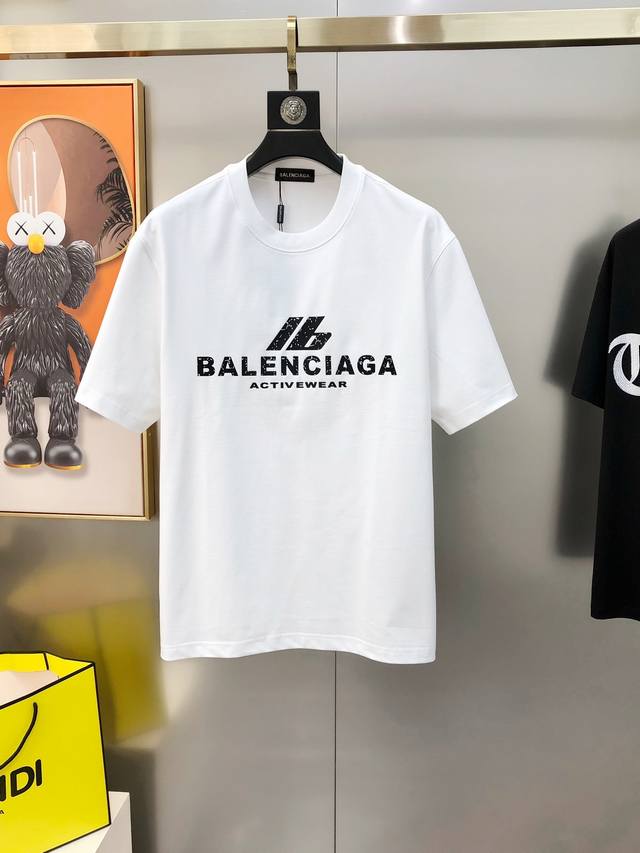 Bal*Nciaga 2025 spring and summer new original men's round neck short-sleeved T-