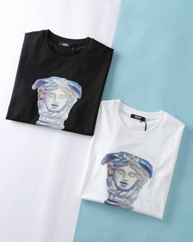 Ver*Thinker 25Ss Spring and Summer New High-Count Mercerized Cotton Round Neck S