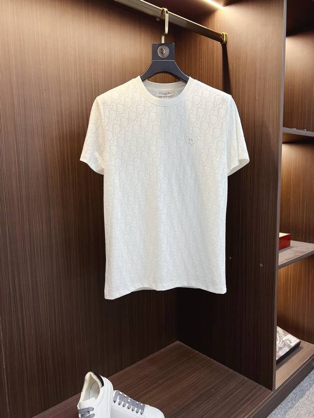 Dior high-end jacquard logo, 2025Ss new fashion round neck short-sleeved Polot s