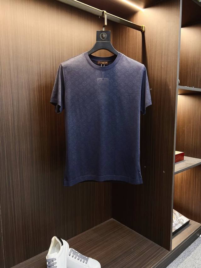 Lv high-end jacquard logo, 2025Ss new fashion round neck short-sleeved Polot shi