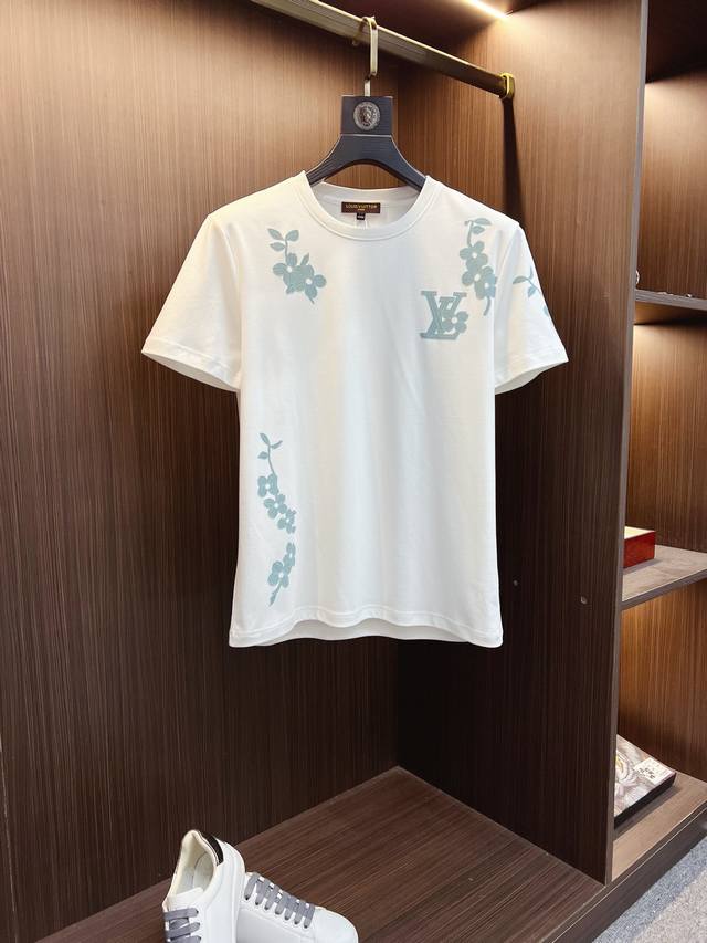 Lv high-end printed logo, 2025Ss new fashion round neck short-sleeved Polot shir