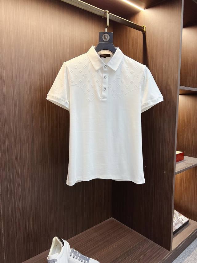 Lv high-end jacquard logo, 2025Ss new fashion lapel short-sleeved Polot shirt, o