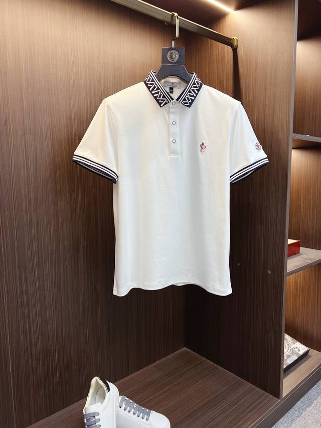 Moncler high-end embroidered logo, 2025Ss new fashion lapel short-sleeved Polot