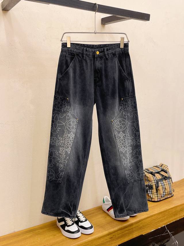 Lv Louis Vuitton autumn and winter new wide-leg denim washed original high-end s