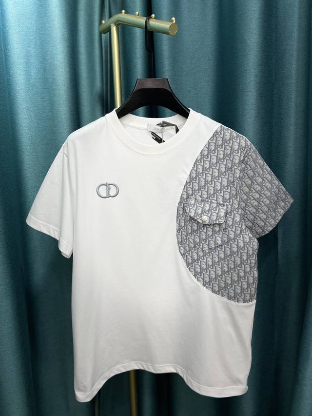 Cd embroidery patchwork round neck short-sleeved T-shirt New style patchwork rou