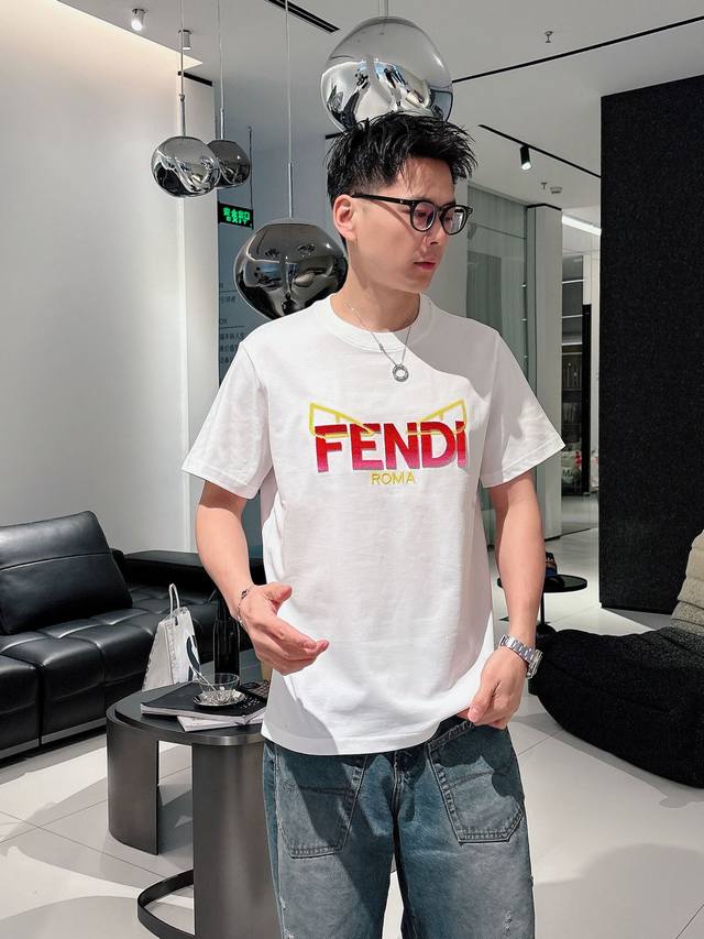 Fendi, 2025S spring and summer new style new letter logo loose slim casual round
