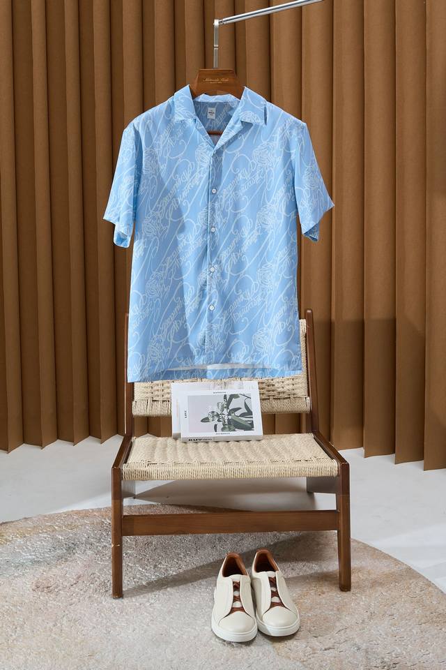 Retro Cuban collar design 100% Lyocell fabric Environmentally friendly digital p