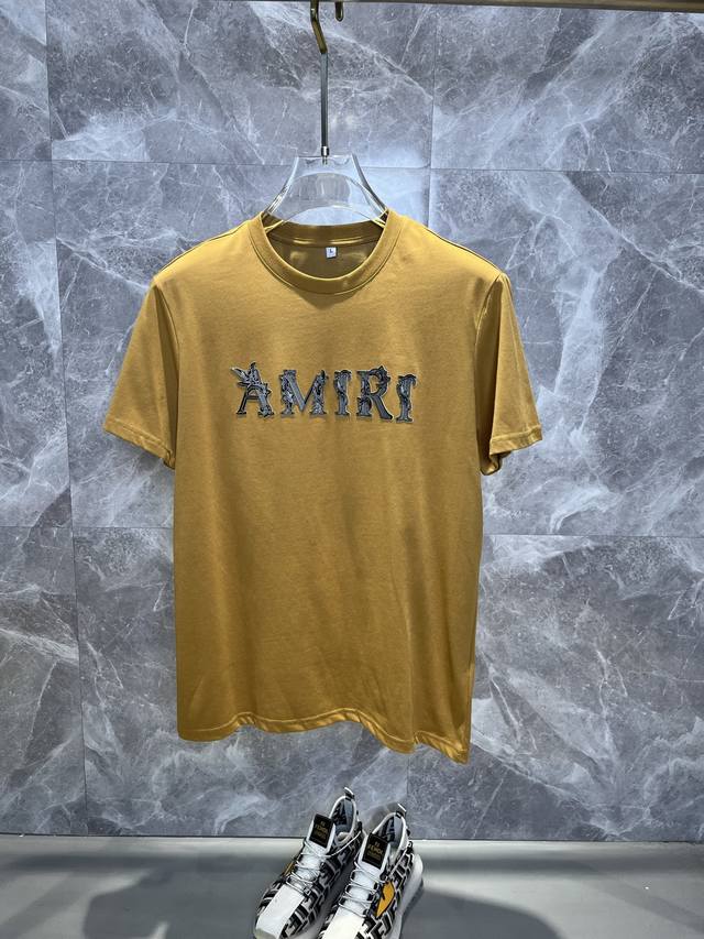 Amiri's latest 2025 spring and summer fashion round neck short-sleeved T-shirt,