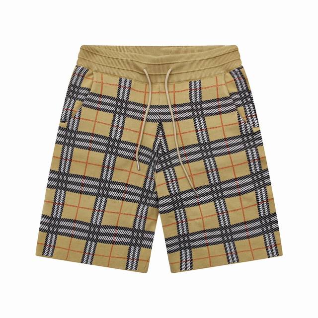 Burberry plaid classic new knitted shorts, custom fabrics use wafer fabric weavi