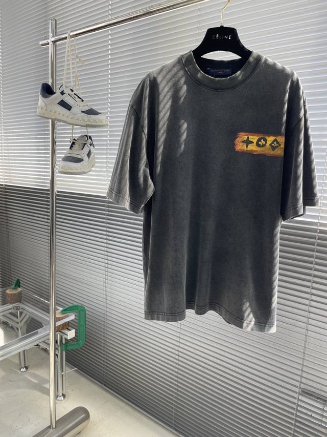 Donkey 2025Ss new fashion round neck T-shirt 260g weight, washed and worn, hand-