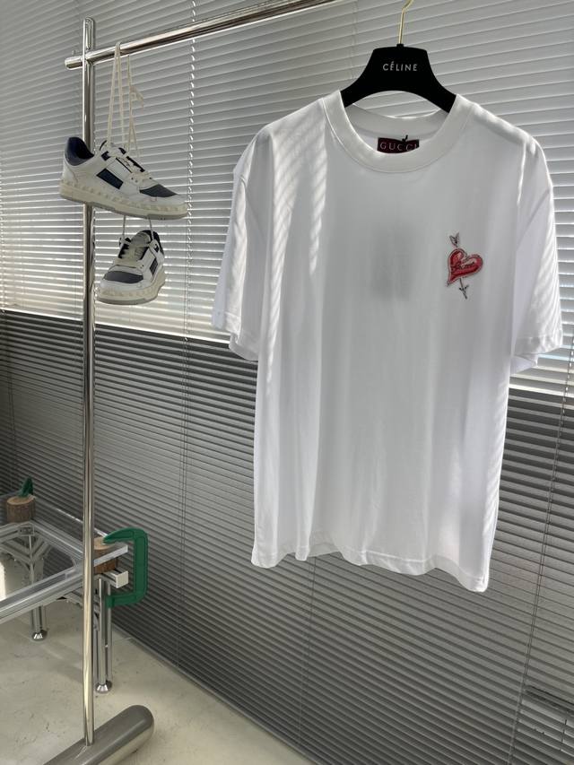 Gucc 2025 Spring and Summer New Limited Edition Embroidered Short-sleeved T-shir