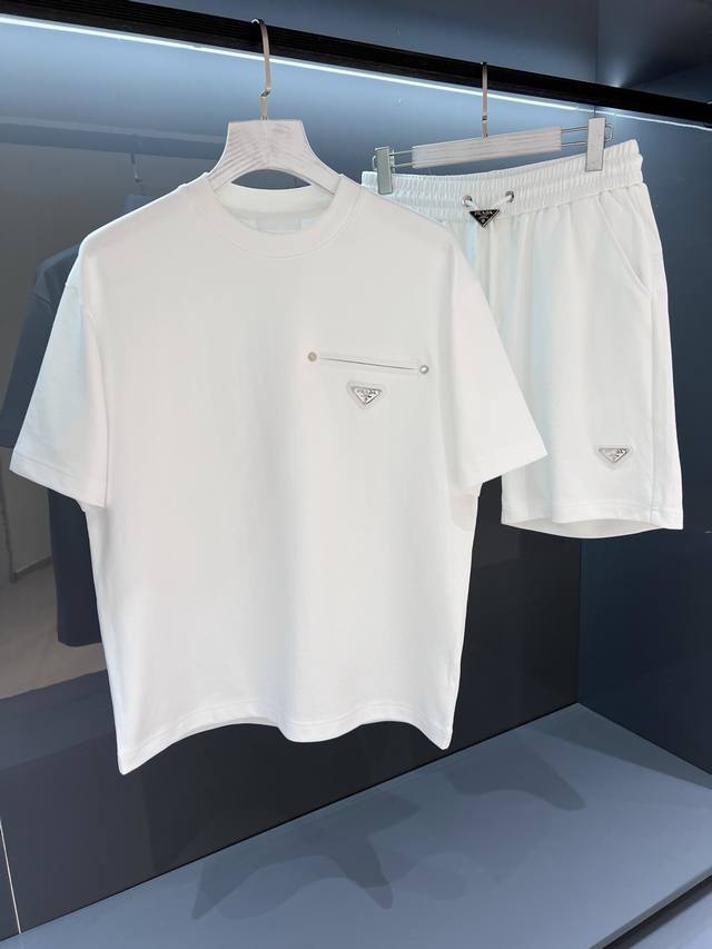 New 2025Ss Men's Short Sleeve Shorts Sports Suit Simple and fashionable style fr