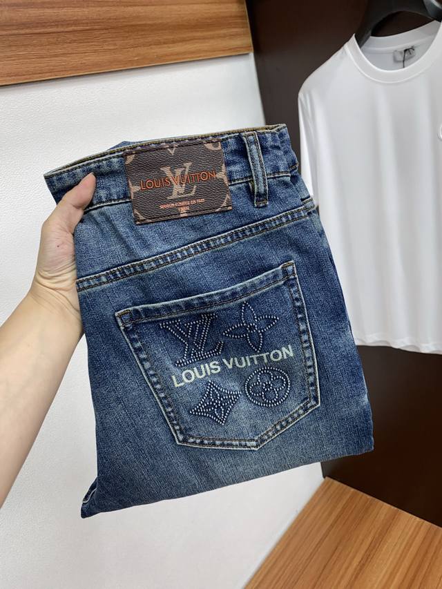 Lv Louis Vuitton 2025Ss spring and summer new slim straight jeans perfect washin