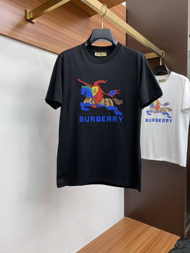 Burberry Ss new craft logo pure cotton wide version round neck men's short-sleev