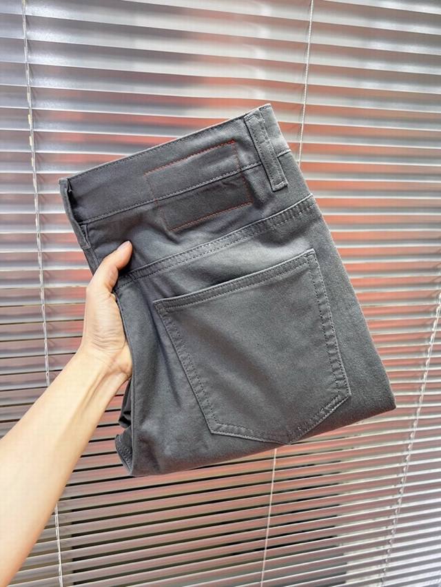 Hermes 2025Ss Spring and Summer New Casual Pants Men's Cotton Straight-leg Jeans