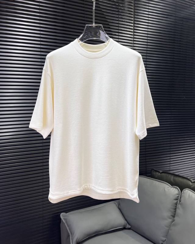 Loro Piana Lp Old money style, short-sleeved round neck T-shirt, loose version,