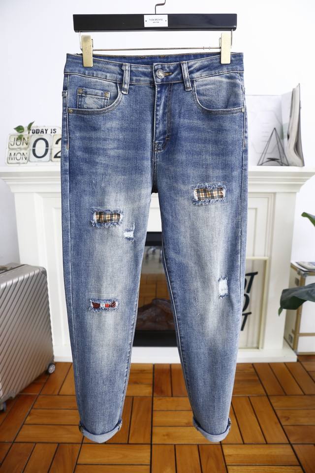 Burberry Bur*Erry. 25 Summer new original high-end men's jeans Luxury classic br