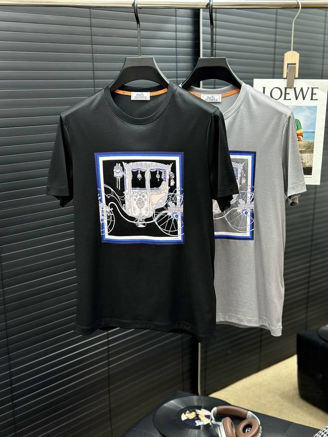 New short-sleeved 2025 spring and summer series new product Hermes Hermes runway