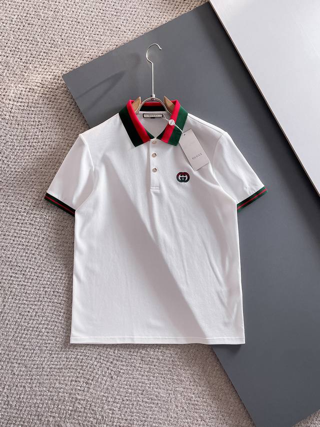 Gucci 2025Ss summer new letter logo men's lapel Polo shirt! Classic business men
