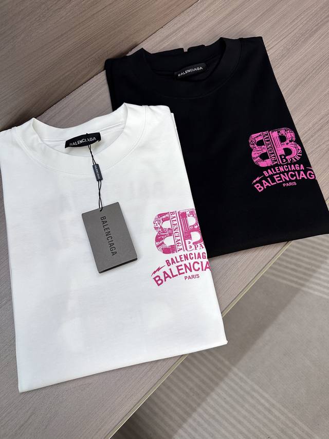 Blan Balenciaga 25Ss latest summer short-sleeved round neck T-shirt, high-end cu