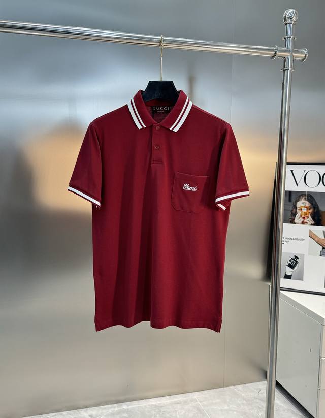 Gucc*25S Classic Lapel Polo. Unisex! Original order recommended! This pure cotto