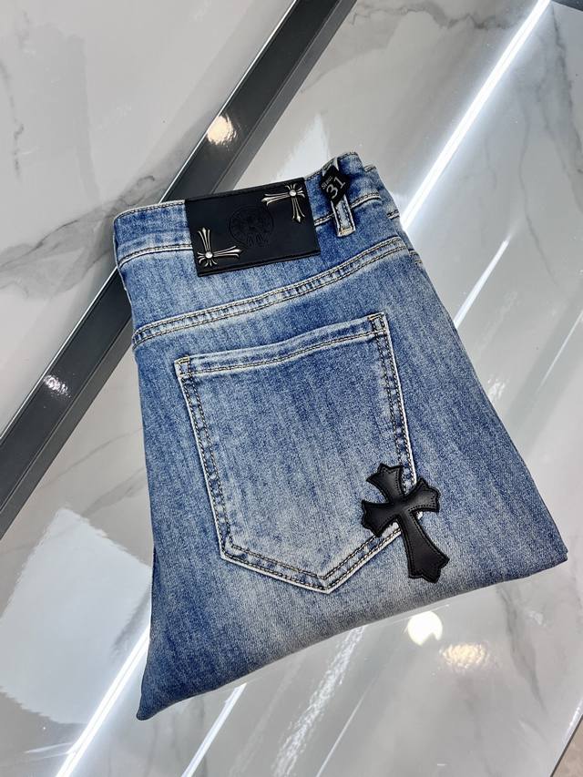 Chrome Hearts 2025Ss early spring new thin heavy-duty casual jeans, imported hig