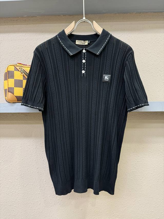 Burberry 2025 Spring and Summer new knitted short sleeves, imported knitted fabr