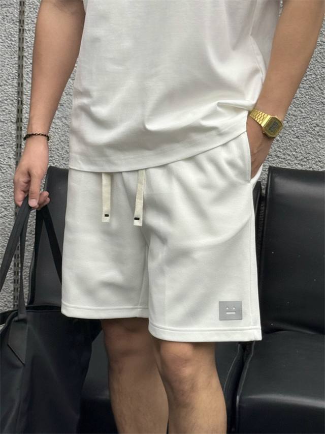 Acne 2025 Spring and Summer New Shorts 300g Heavy Cotton 100% Letter Logo Color:
