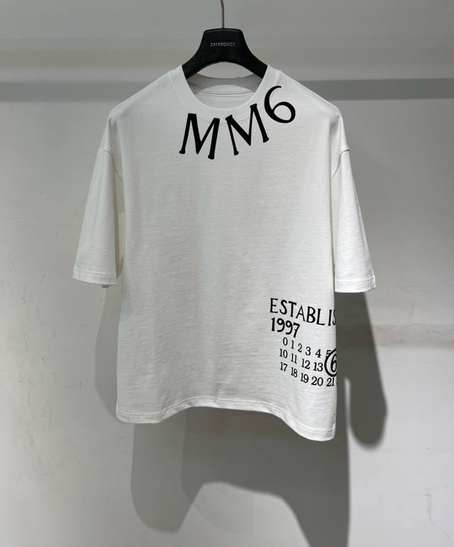 2025 Spring and Summer New Margiela Flocked Short Sleeve Xs-Xl