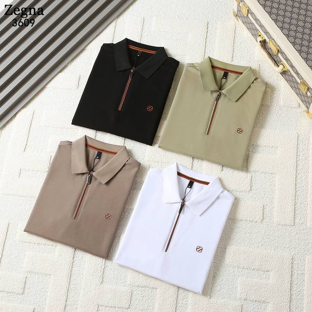Ermenegildo Zegna-25Ss new spring and summer short-sleeved lapel T-shirt Polo, t