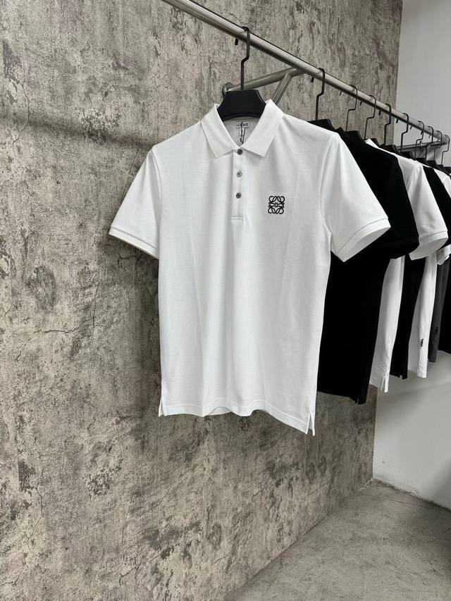 Loewe new 25Ss latest mercerized pearl Polo shirt lapel T-shirt original custom