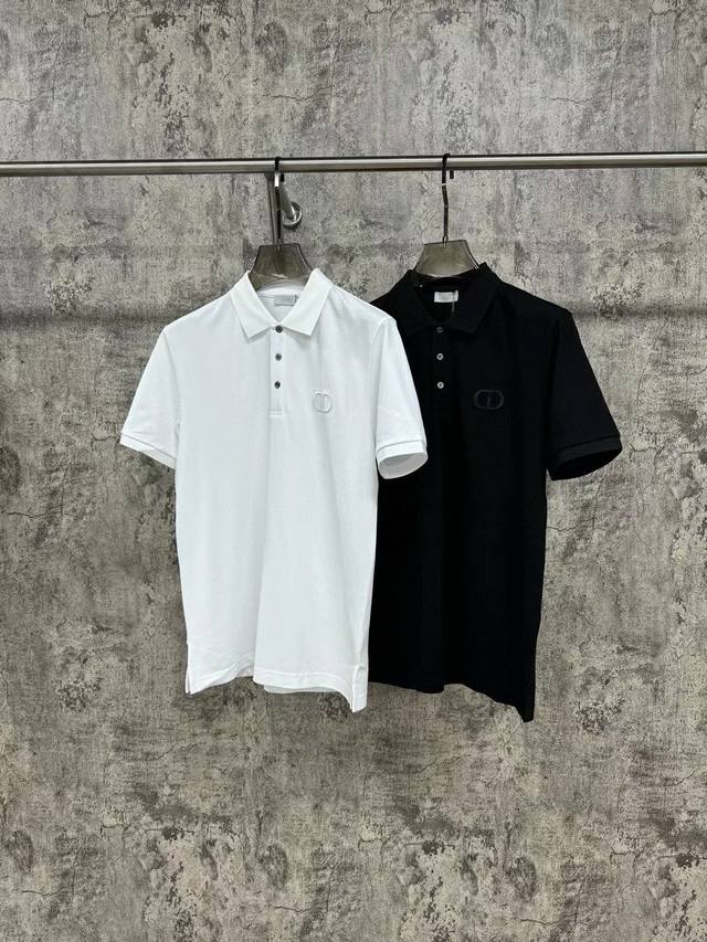 Dior Dior new 25Ss latest mercerized pearl Polo shirt lapel T-shirt original cus