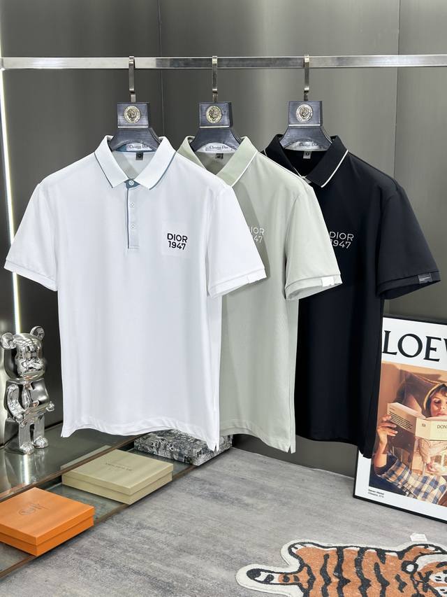Dior 25 Spring/Summer Fashion Short-sleeved Mercerized Pearl Cotton Polo Shirt!