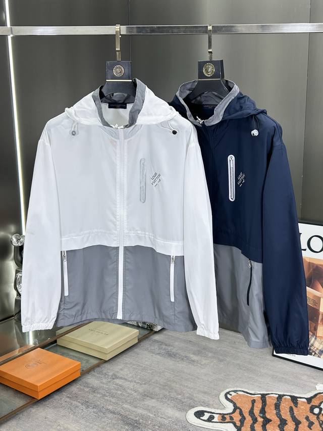 Lv classic counter casual fashion thin sun protection jacket with hood, made of