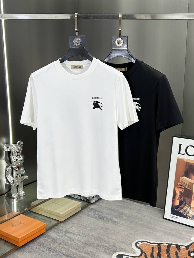 Burberry 2025 new men's casual round neck embroidered short-sleeved T-shirt, 300
