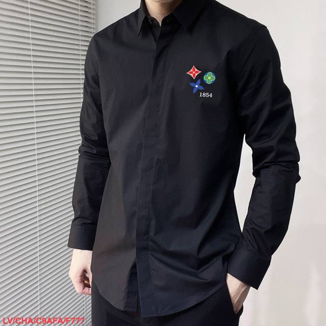 F777 Lv Louis Vuitton counter's latest spring men's must-have shirt, 100% natura