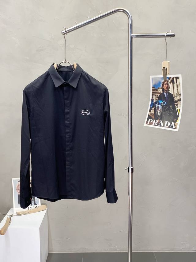 Prada exclusive new men's casual long-sleeved shirt High-end customization High-
