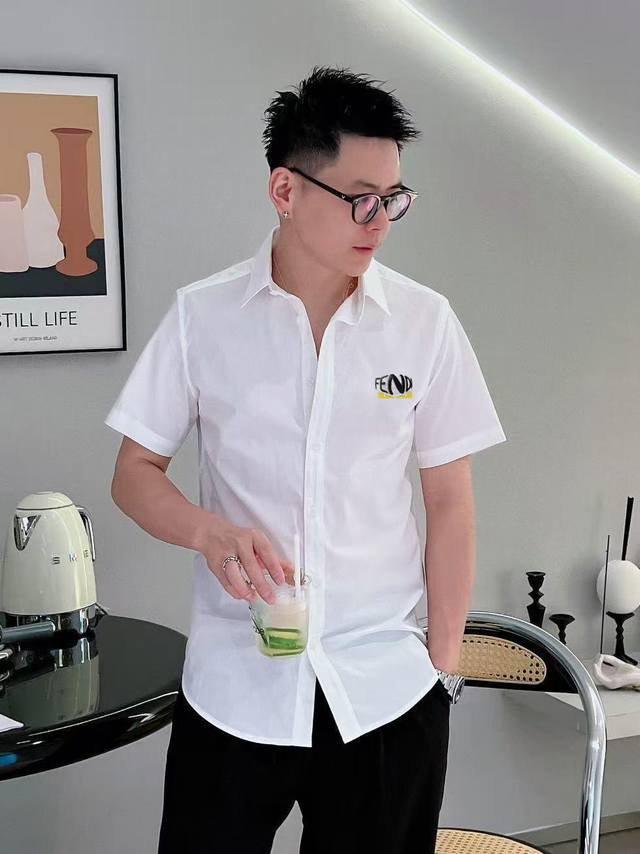 Fendi 2025 Spring and Summer new men's original casual short-sleeved shirt offic
