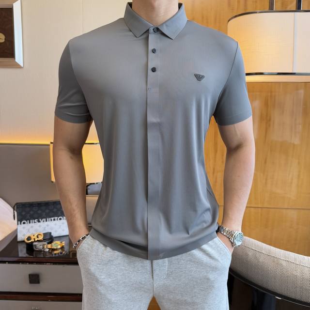 Armani 2025Ss Spring and Summer New Polo Neck Short Sleeve Series. Selected high