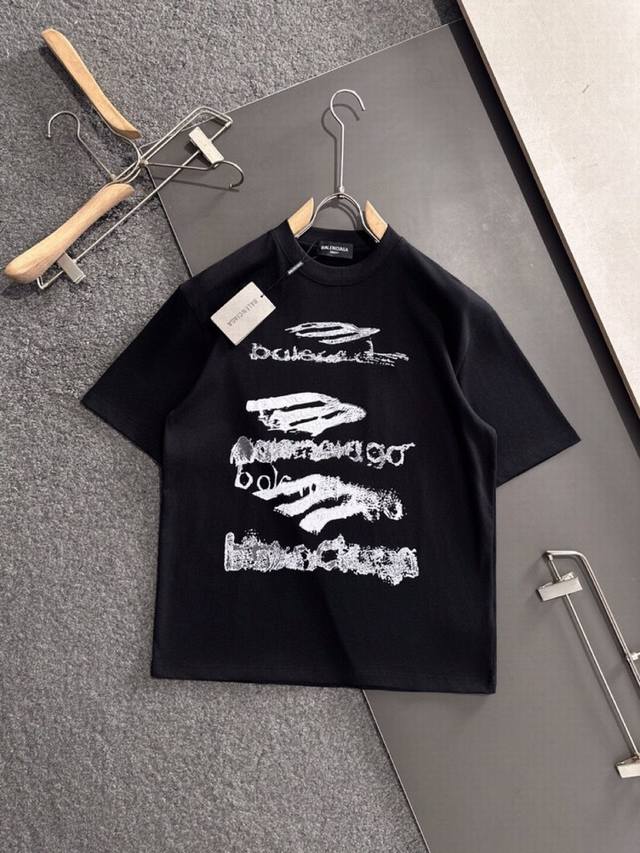 Balenciaga 2025Ss spring and summer latest fashion short-sleeved round neck T-sh