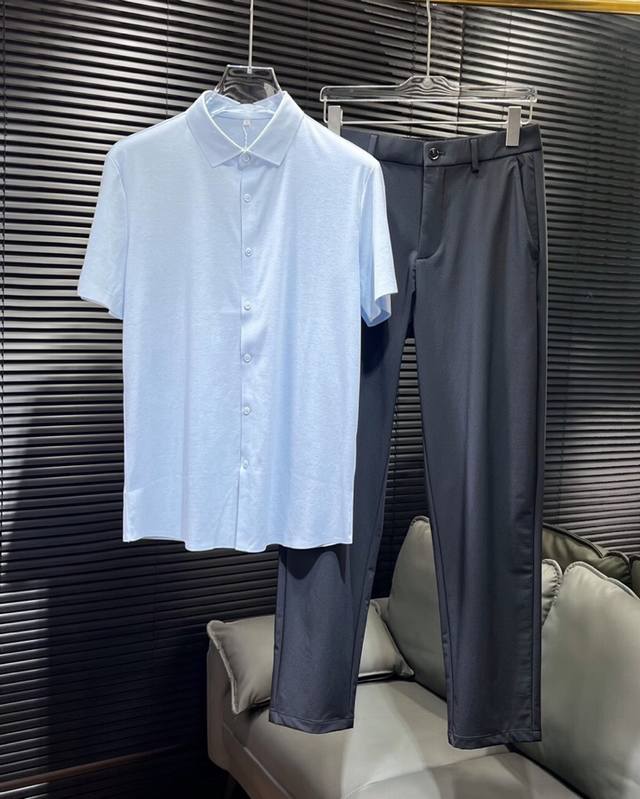 Ermenegildo Zegna 25 new work #Zegna summer fashion short-sleeved shirt suit, ex