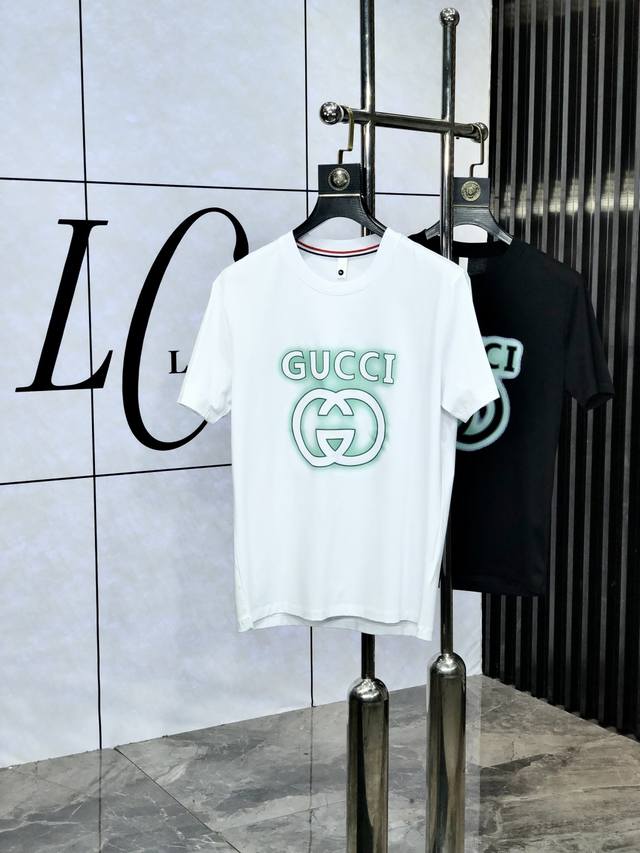 Gucci. 2025 Spring and Summer New Fashion Round Neck Short Sleeve High-end Custo