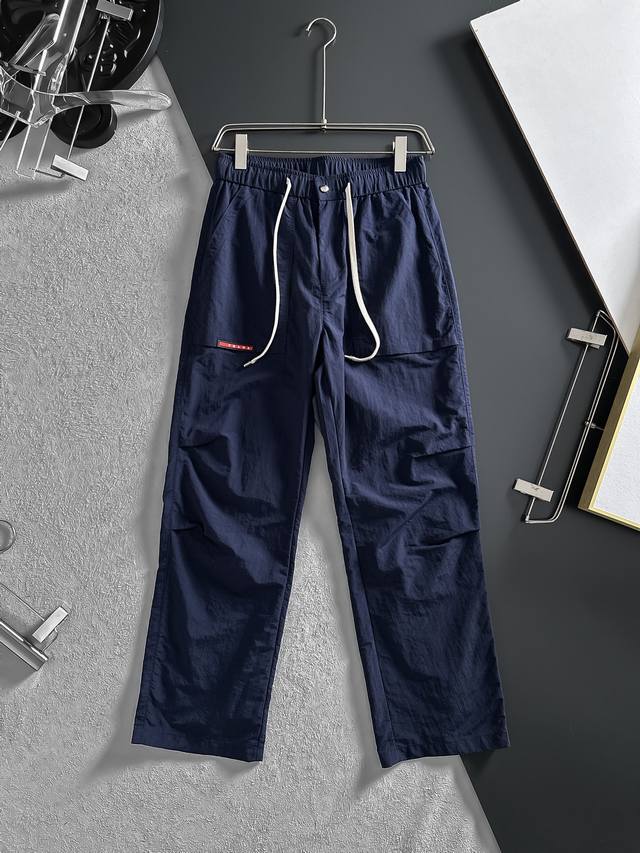 Prad navy blue straight wide-leg pants are the new favorite of street fashion. T
