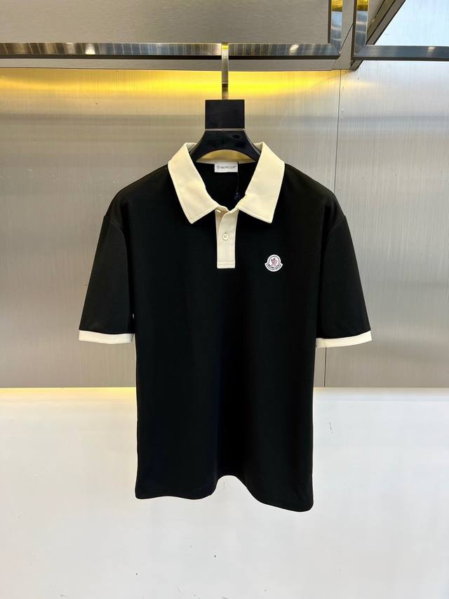 Moncler, 2025 spring and summer new men's lapel pullover short-sleeved sweater s